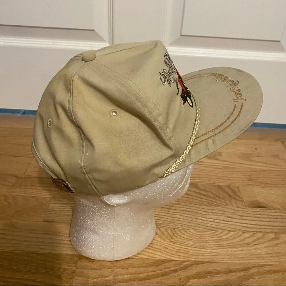 Vintage New Holland Hat Strap Back Red Combine Embroidered Label Rope Trucker
